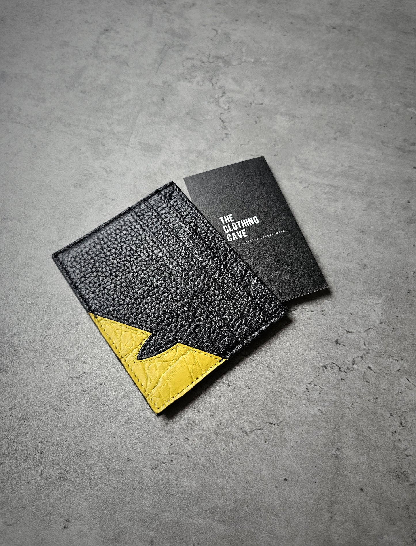FENDI Black & Yellow Bug Eye Roma Leather Card Holder