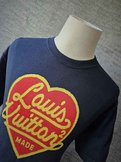 LOUIS VUITTON x NIGO Intarsia Jacquard Heart Crewneck Knit T-Shirt