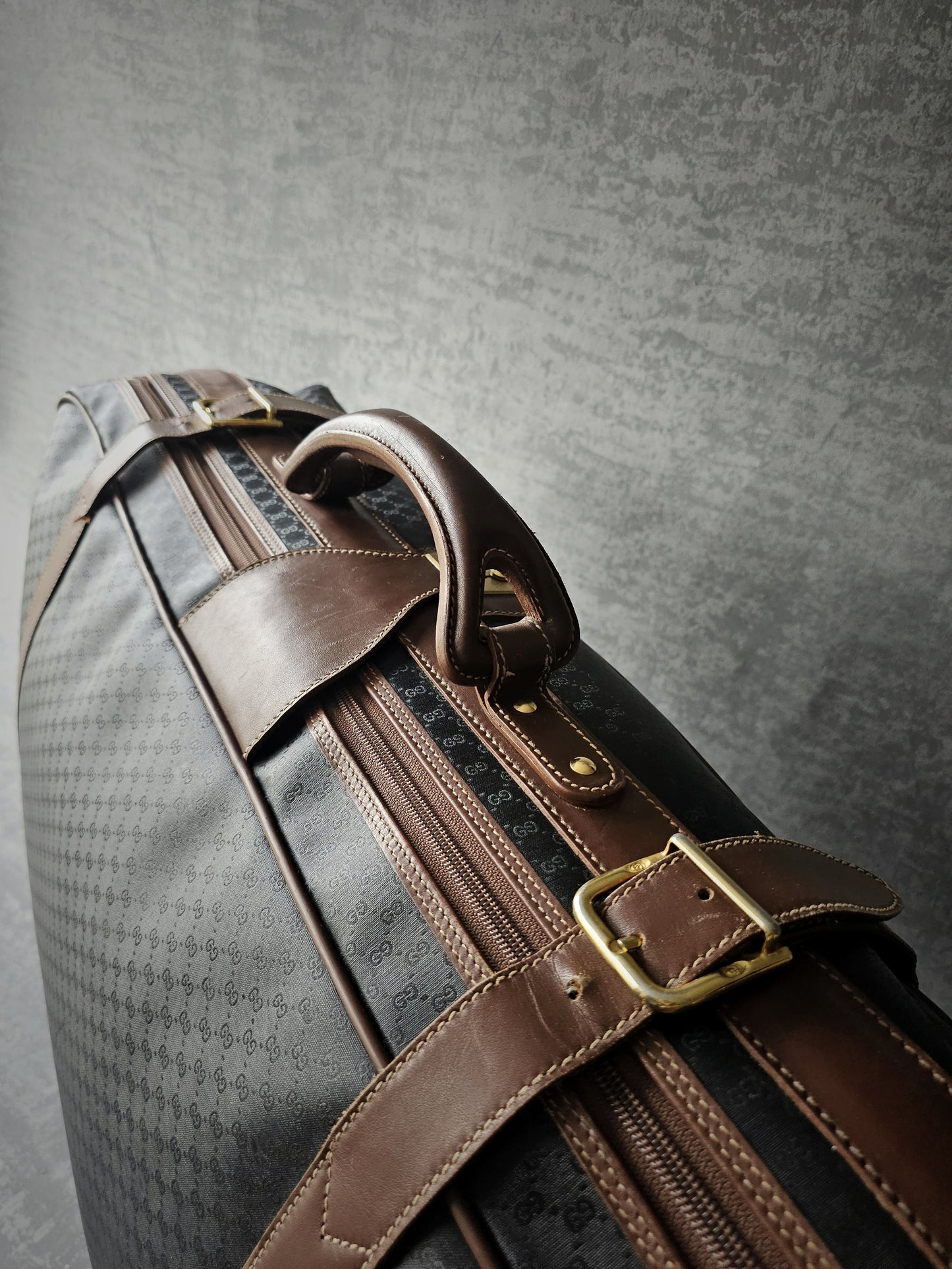 GUCCI Vintage GG Monogram Canvas Navy Suitcase