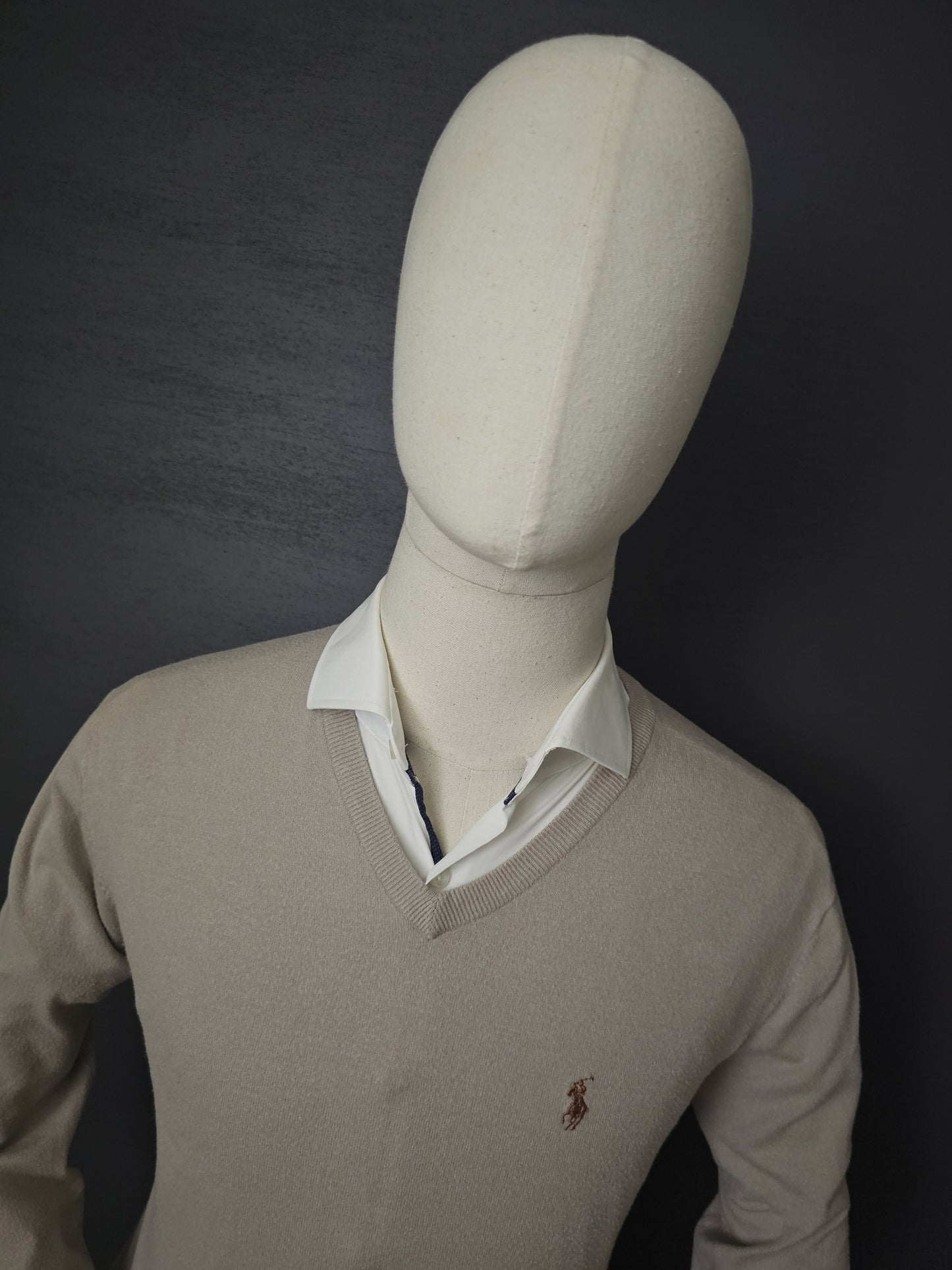 RALPH LAUREN Textured Cotton V-Neck Sweater