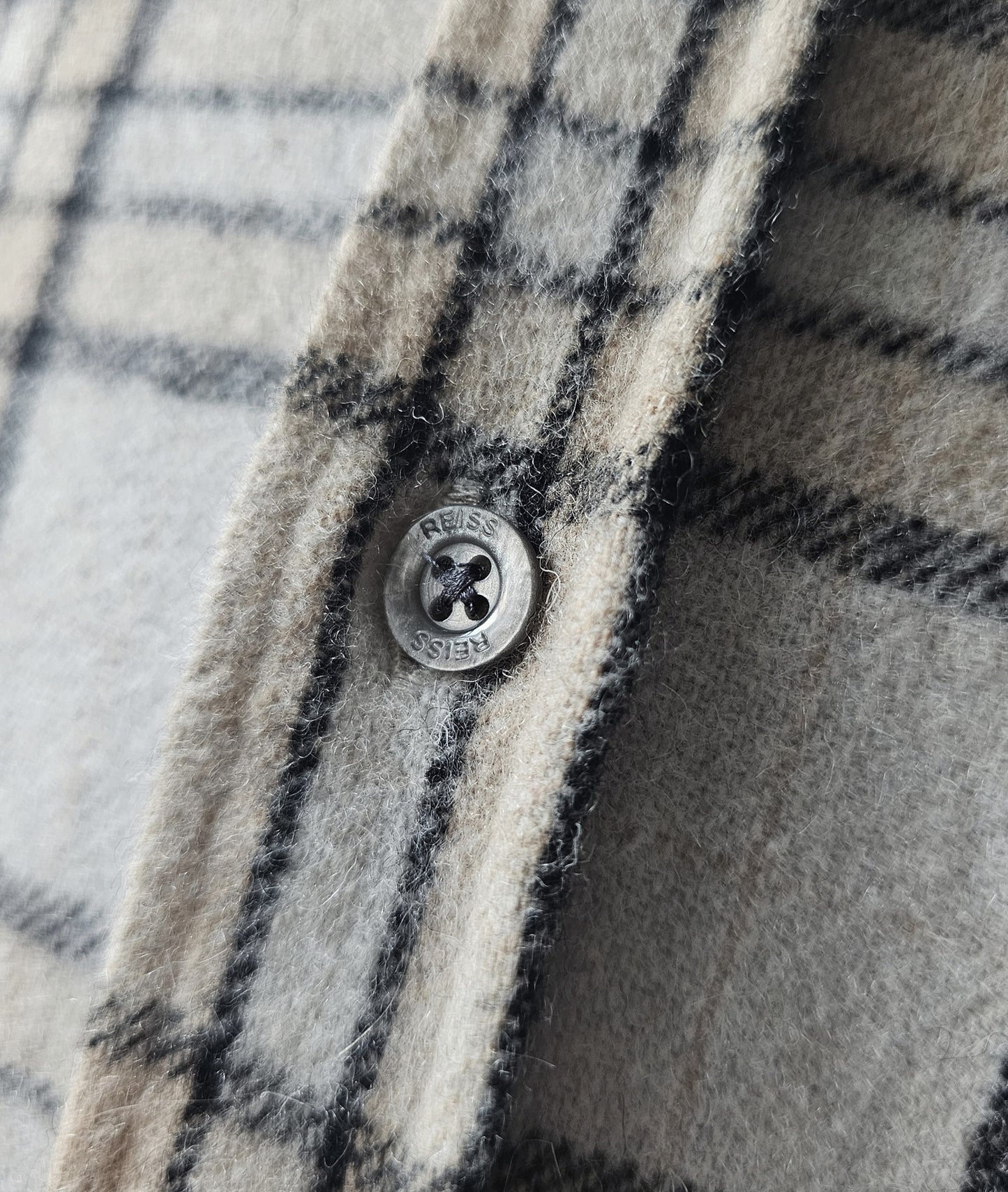 REISS Rio Wool-blend Brushed Checked Overshirt In Beige