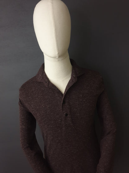 REISS Goa Long Sleeve Cotton Polo Shirt in Burgundy