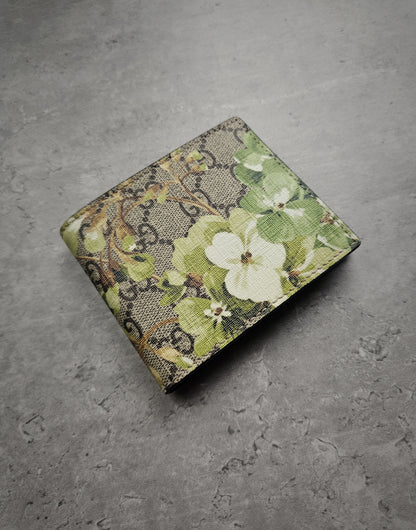 GUCCI GG Supreme Monogram Blooms Bi-Fold Wallet