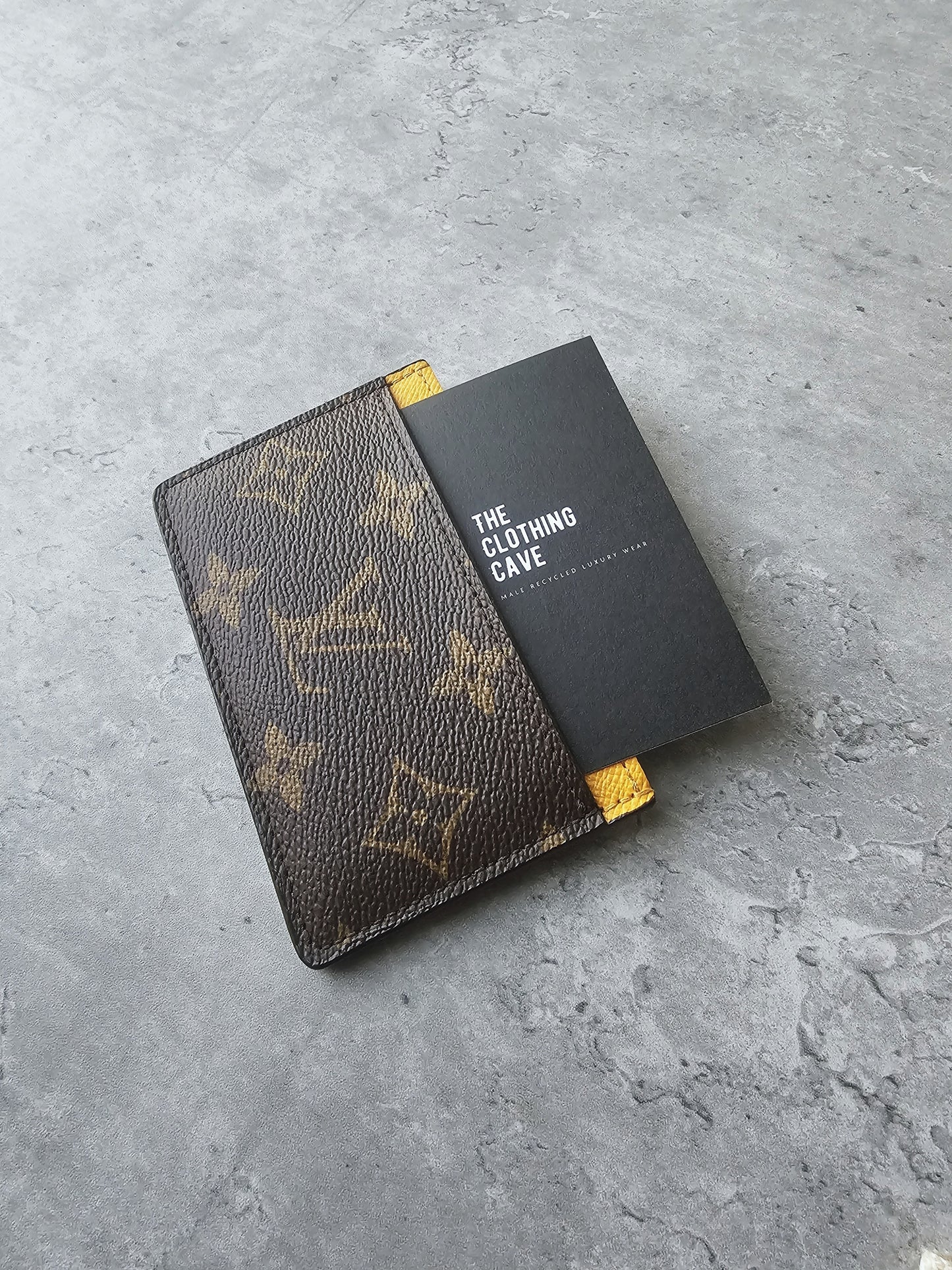 LOUIS VUITTON Brown Monogram Canvas Yellow Contrasting Card Holder