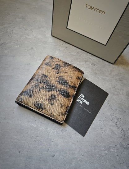 TOM FORD Leopard Print Full Grain Leather Bifold Card Holder