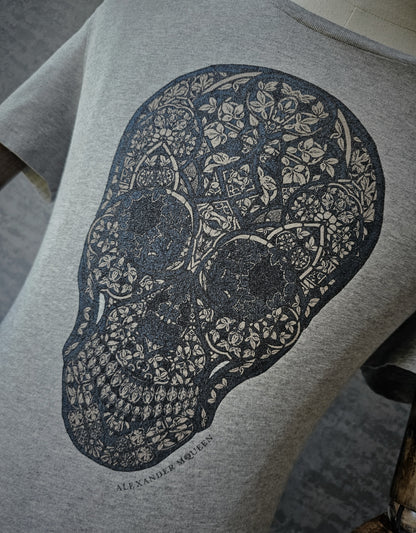 ALEXANDER MCQUEEN Cotton Skull Print Grey T-Shirt