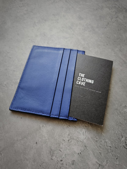 FENDI Colour-blocked Blue & Black Grained Card Holder