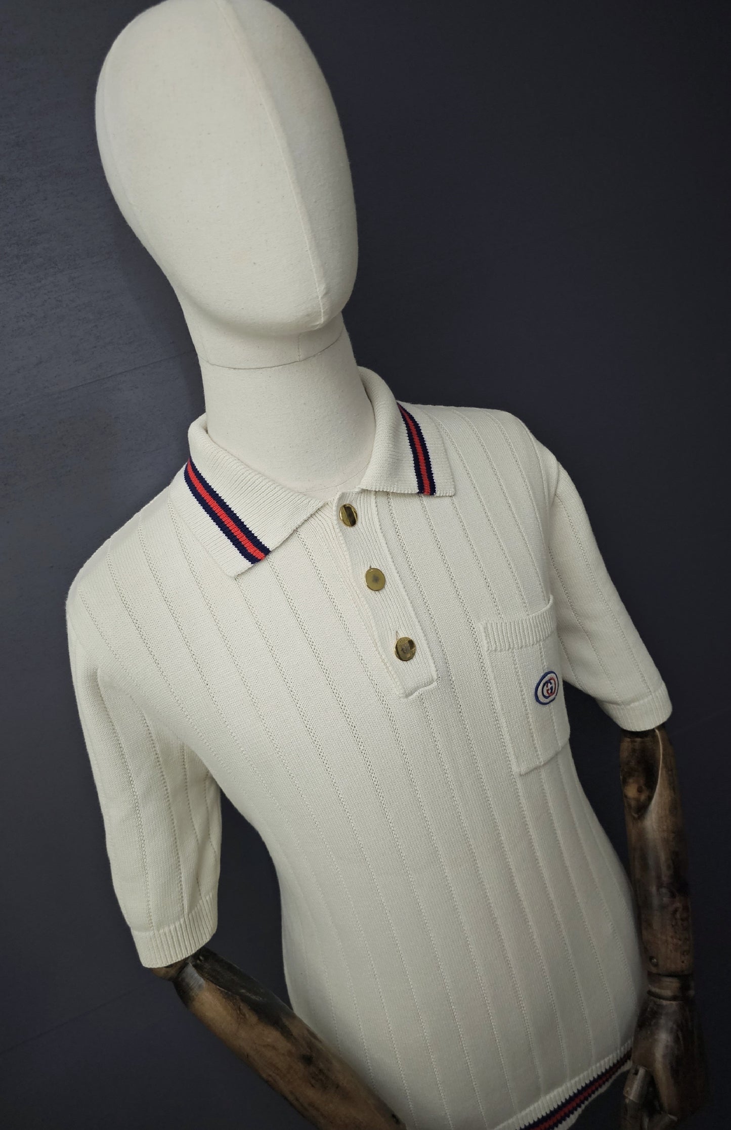GUCCI Webbed Short-Sleeve Knit Polo