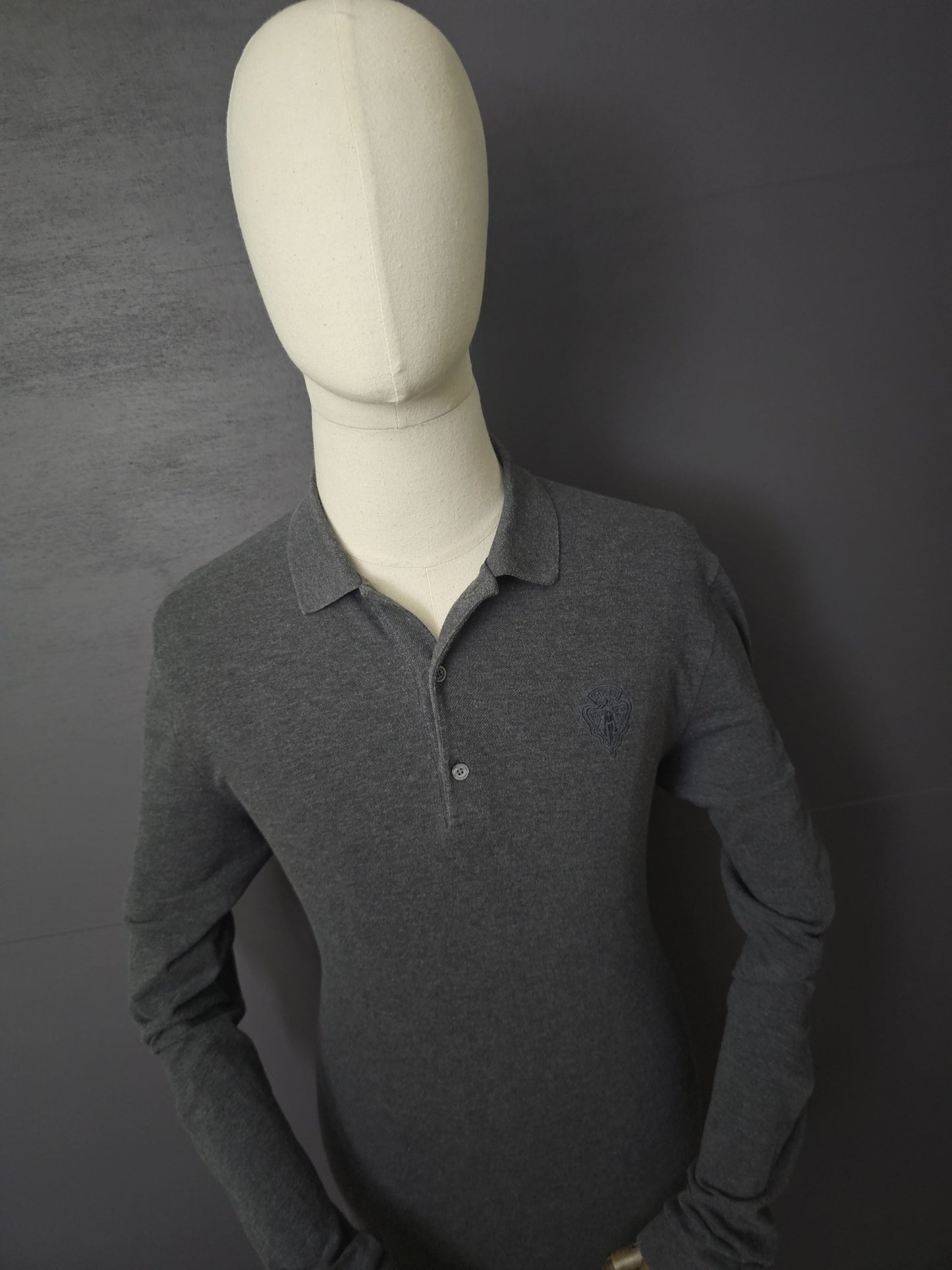 GUCCI Web Crest Embroidery Long Sleeve Polo Shirt