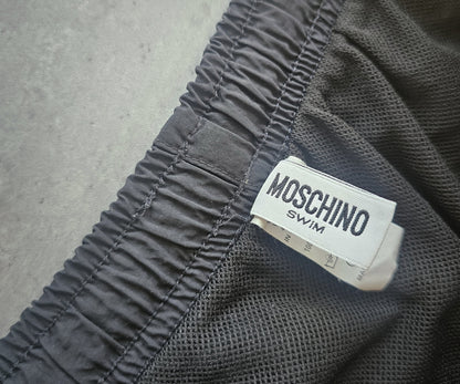 MOSCHINO Gold Foil Logo Black Swim Shorts