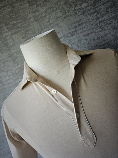 HUGO BOSS Long-Sleeve Cotton Beige Polo