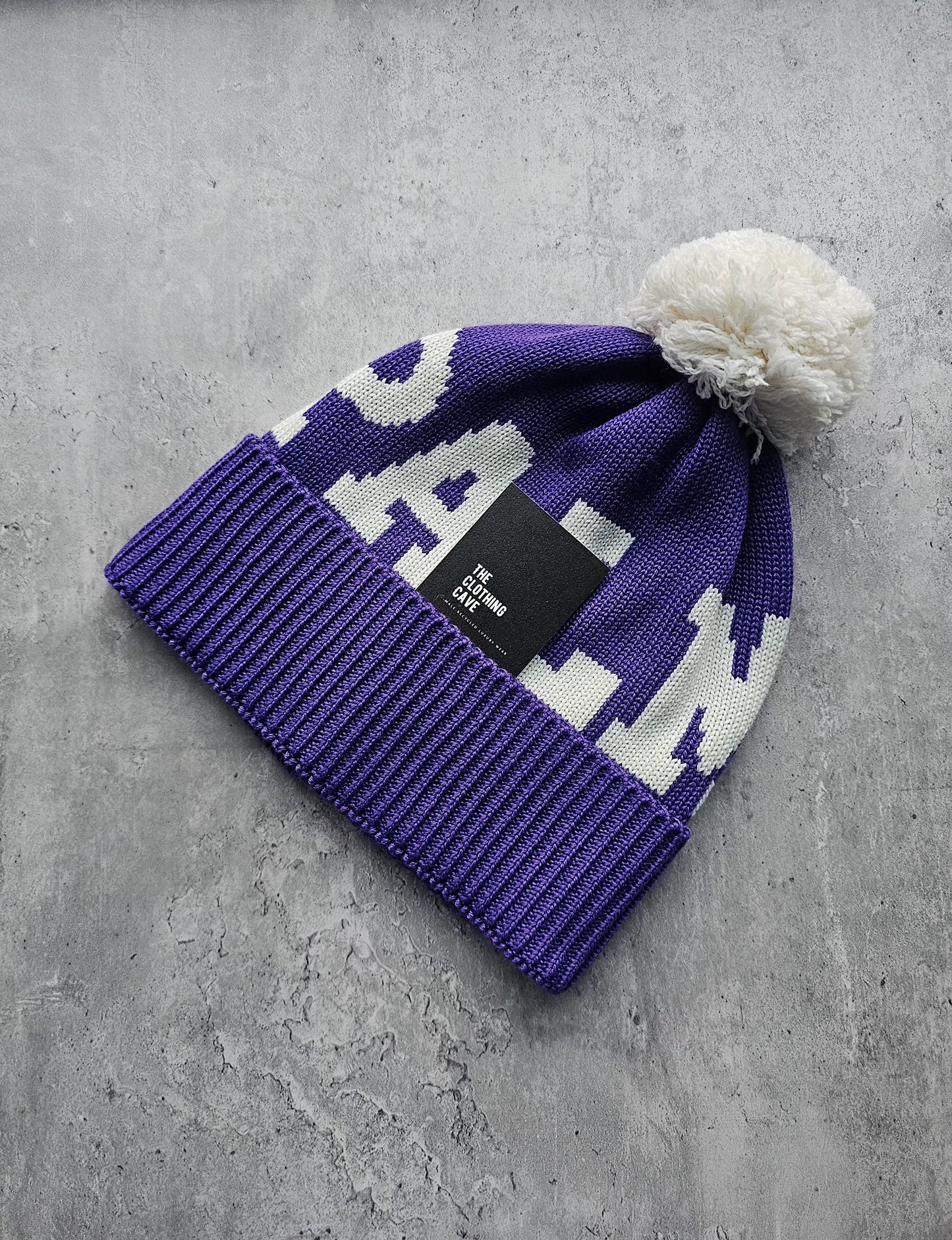 PALM ANGELS Logo Pompom Beanie Violet