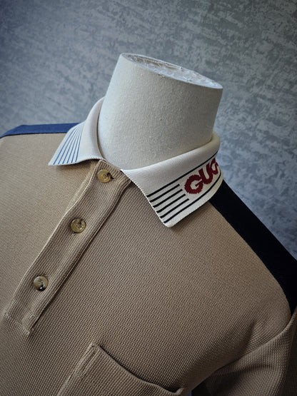 GUCCI Cotton Jersey Logo Collar Polo Shirt