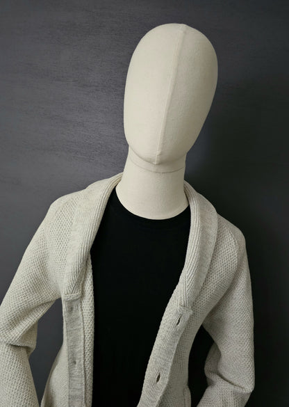 REISS Knitted Waffle Shawl Cardigan in Light Grey