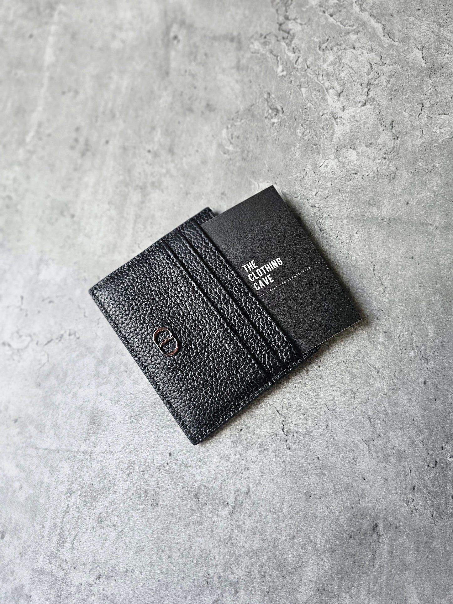 DIOR CD Icon Grained Calfskin Leather Black Card Holder