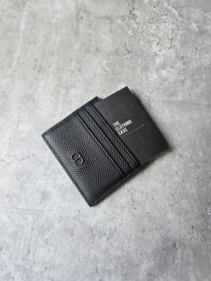 DIOR CD Icon Grained Calfskin Leather Black Card Holder