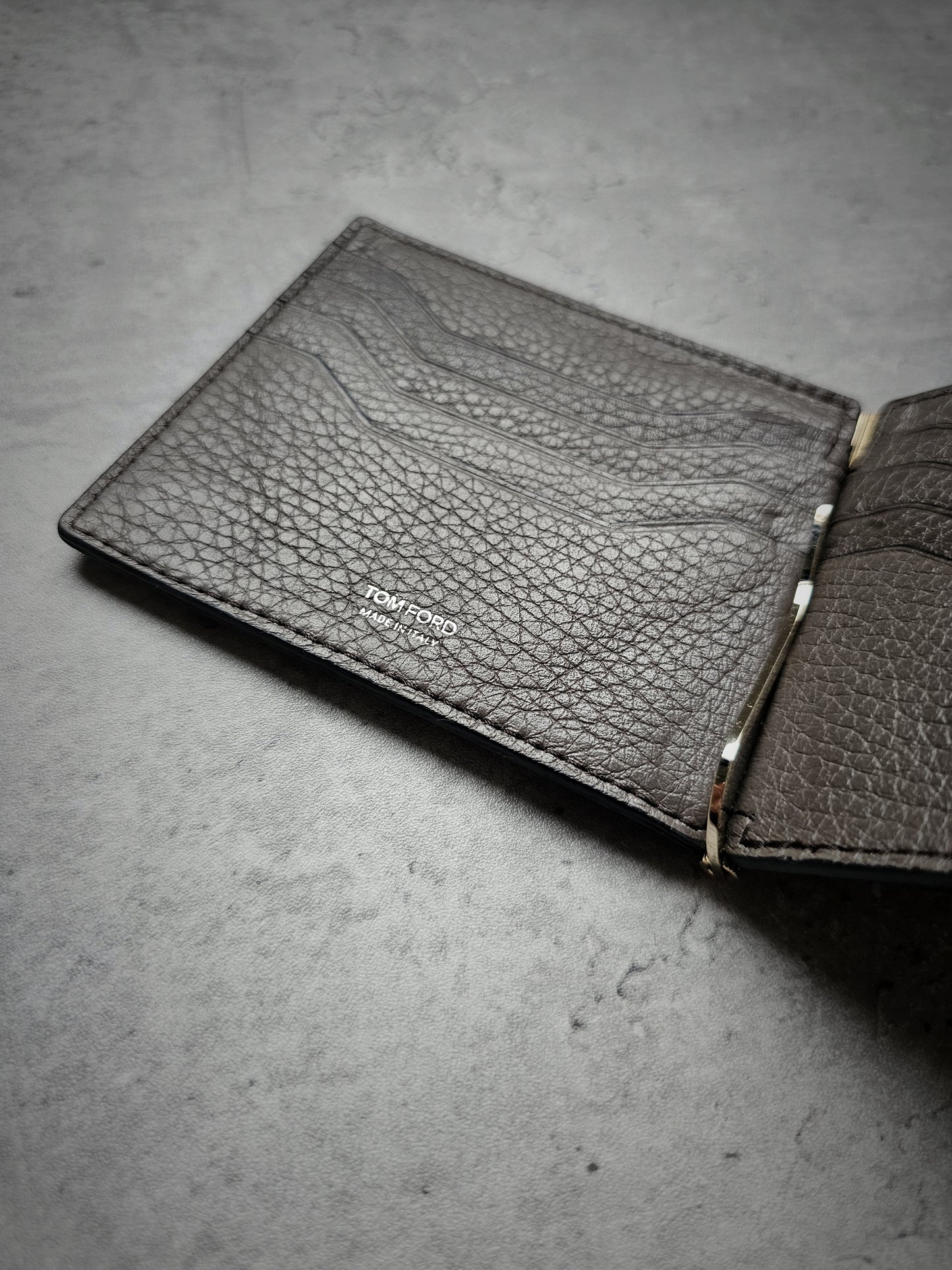 TOM FORD TF Small Grain Leather Money Clip Wallet