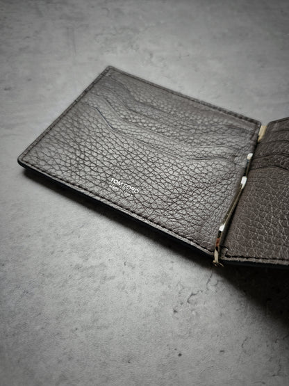 TOM FORD TF Small Grain Leather Money Clip Wallet