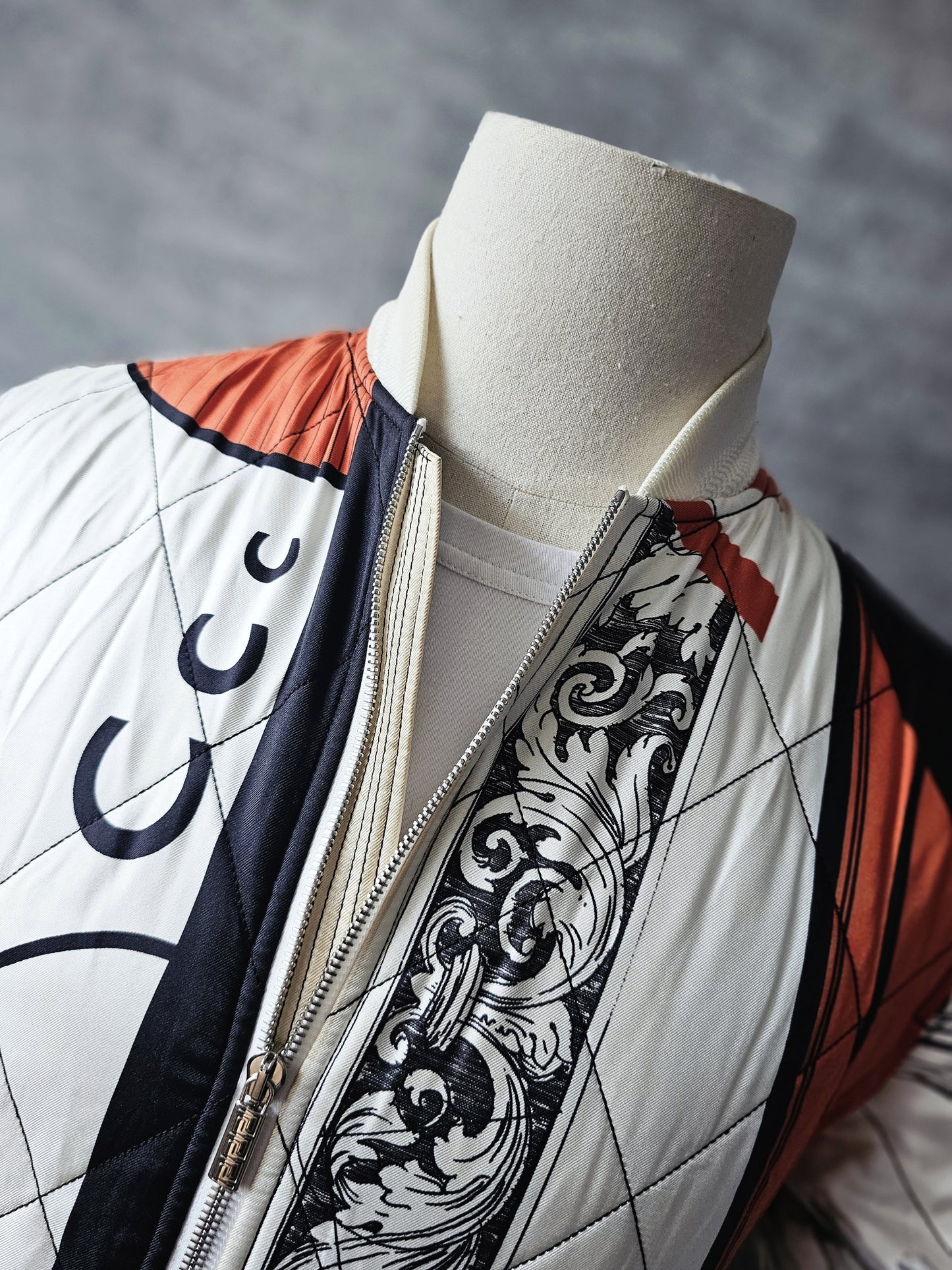 VERSACE Bauhaus Print Baroque Silk Bomber