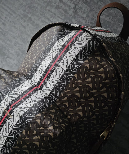 BURBERRY TB E-Canvas Monogram striped backpack
