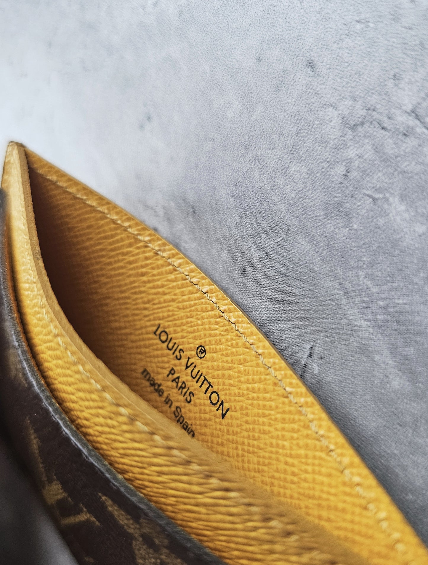 LOUIS VUITTON Brown Monogram Canvas Yellow Contrasting Card Holder