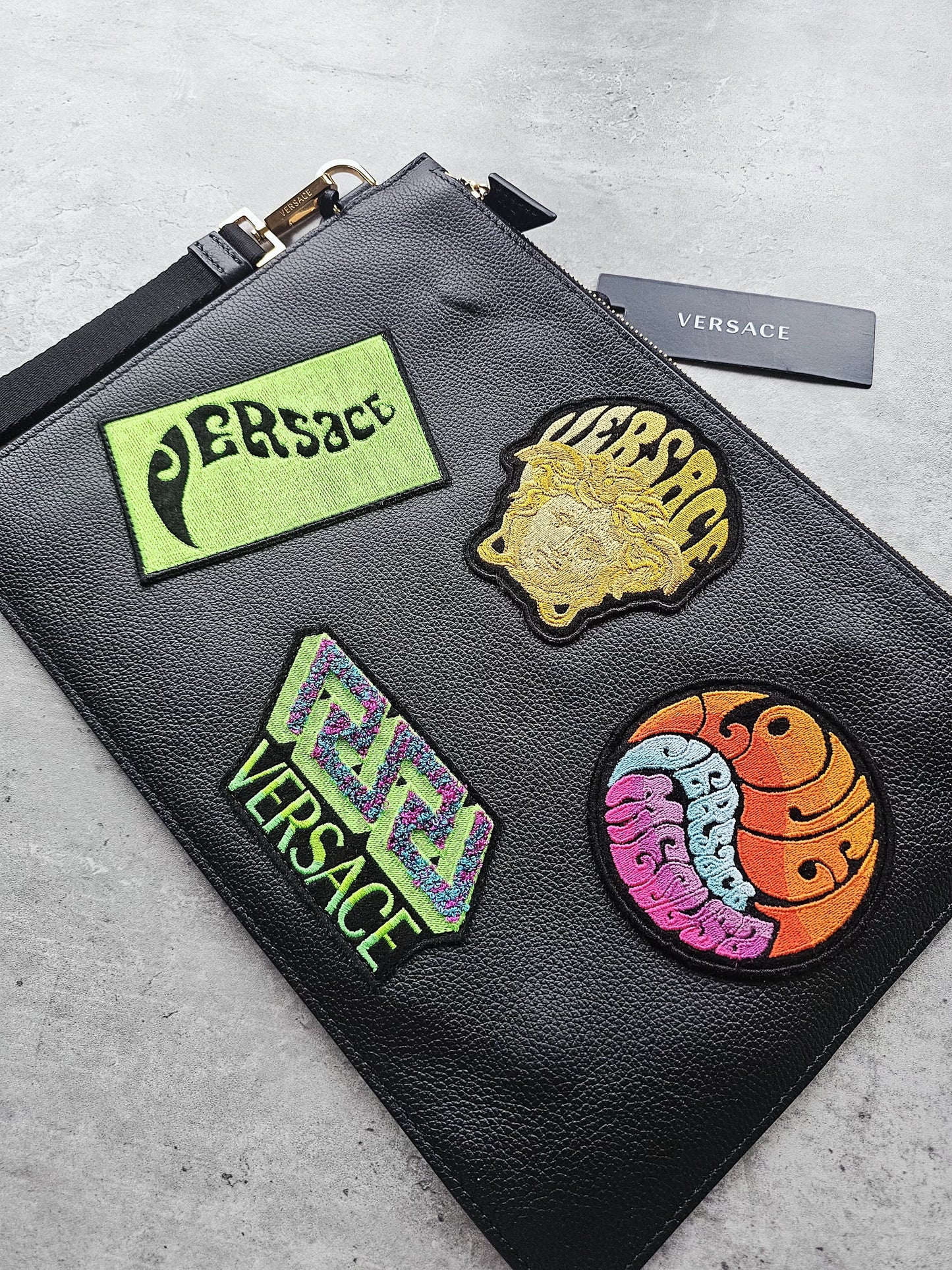VERSACE Medusa Patch Embellished Zipped Documents Pouch