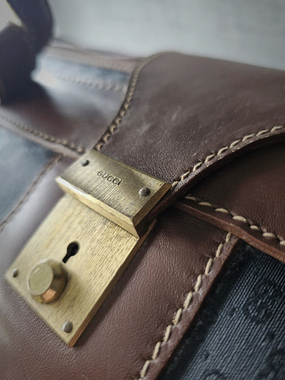 GUCCI Vintage GG Monogram Canvas Navy Suitcase