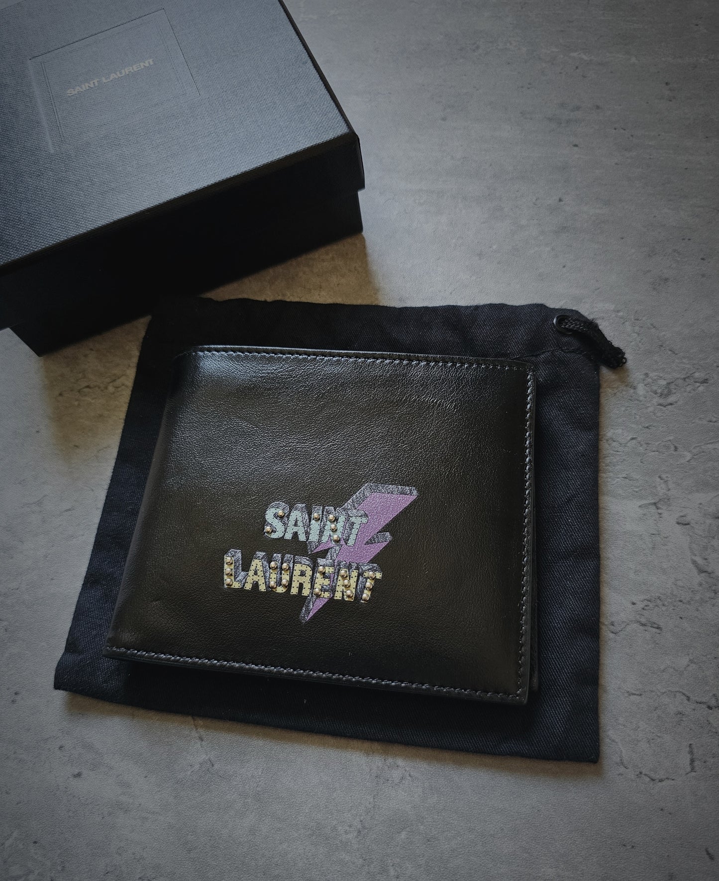 SAINT LAURENT Lightening Bi-Fold Leather Wallet