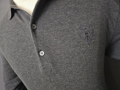 GUCCI Web Crest Embroidery Long Sleeve Polo Shirt