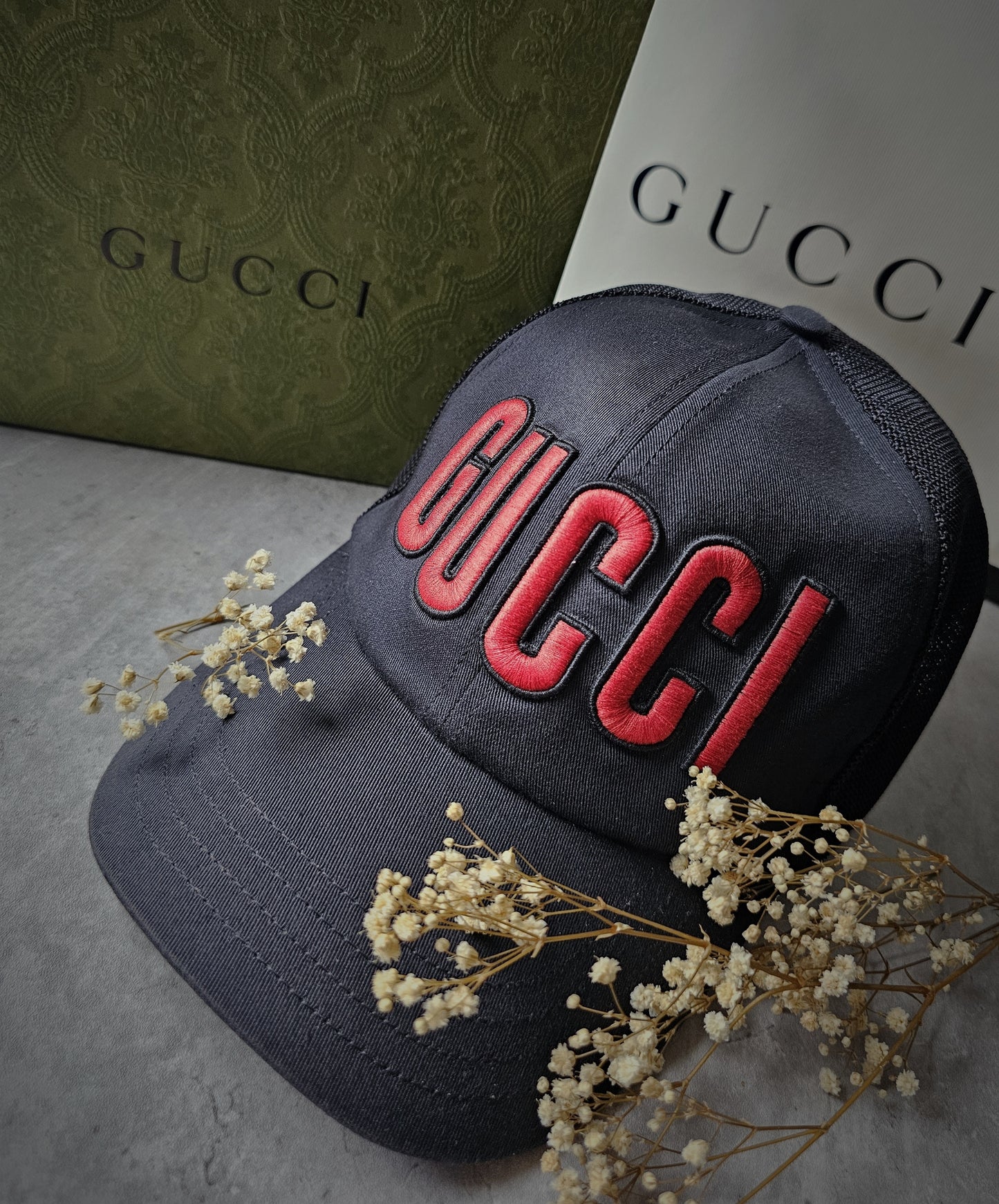 GUCCI Red Logo Mech Baseball Cap