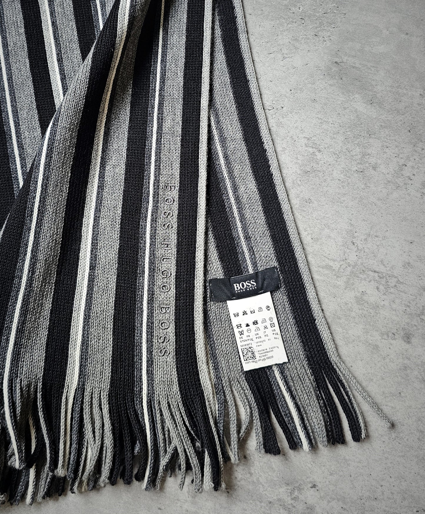 HUGO BOSS Fadon Virgin Wool Striped Scarf