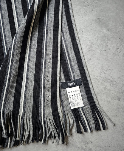 HUGO BOSS Fadon Virgin Wool Striped Scarf