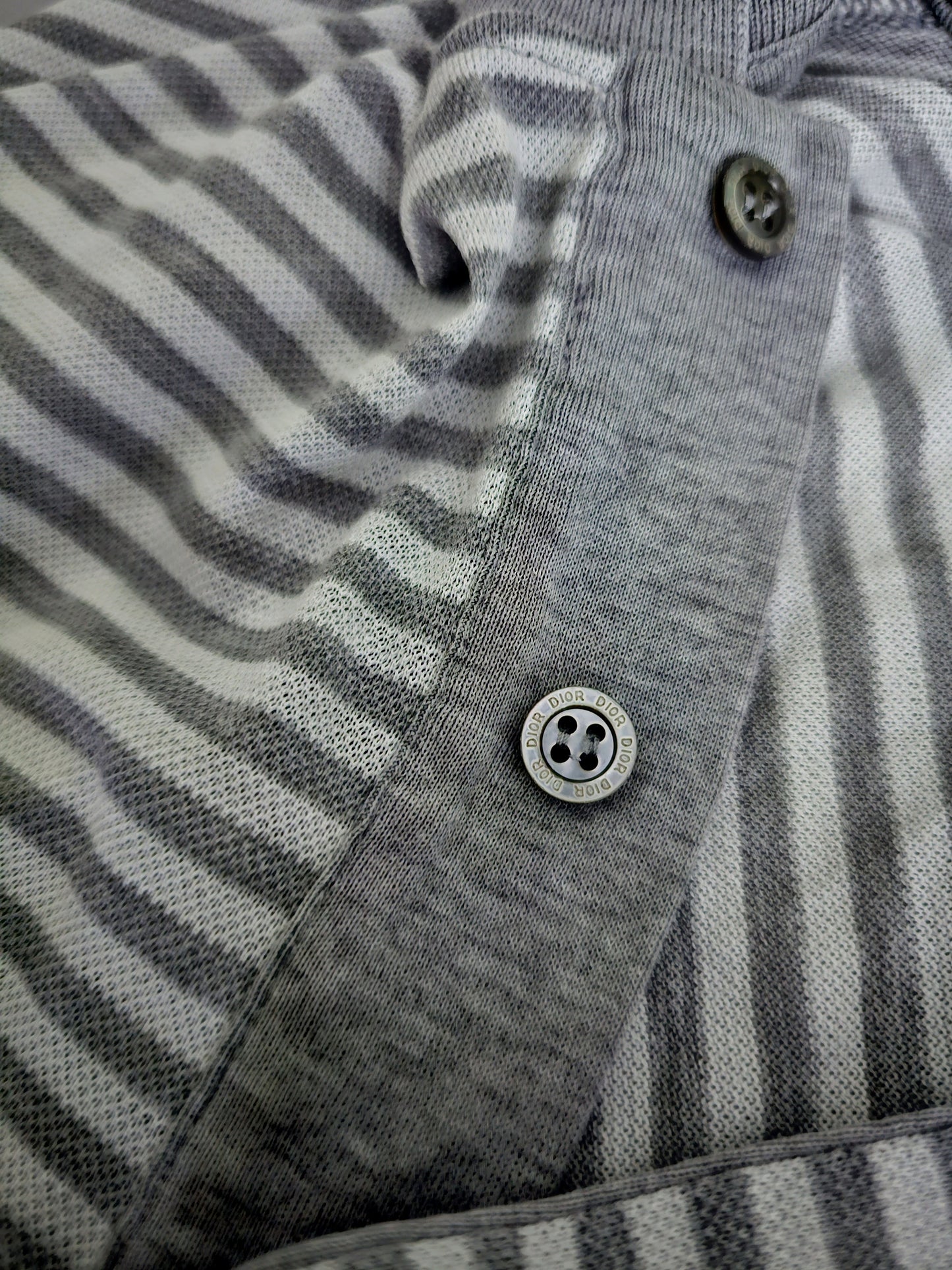 DIOR Stiped Long-Sleeve Polo with Bee Embroidery