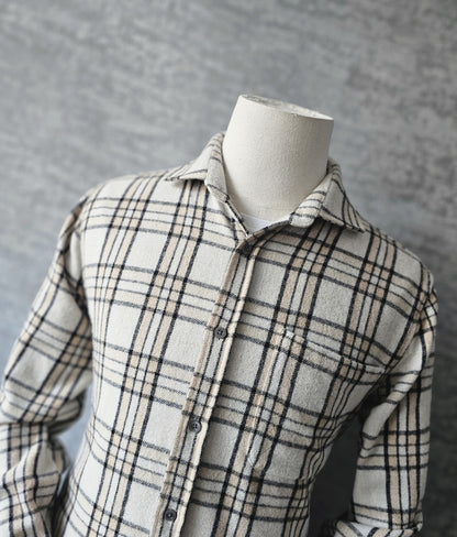 REISS Rio Wool-blend Brushed Checked Overshirt In Beige