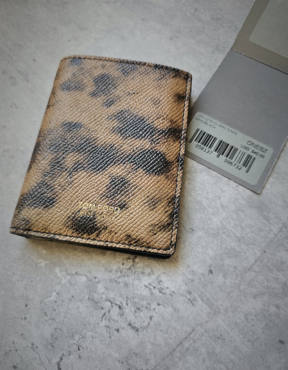 TOM FORD Leopard Print Full Grain Leather Bifold Card Holder