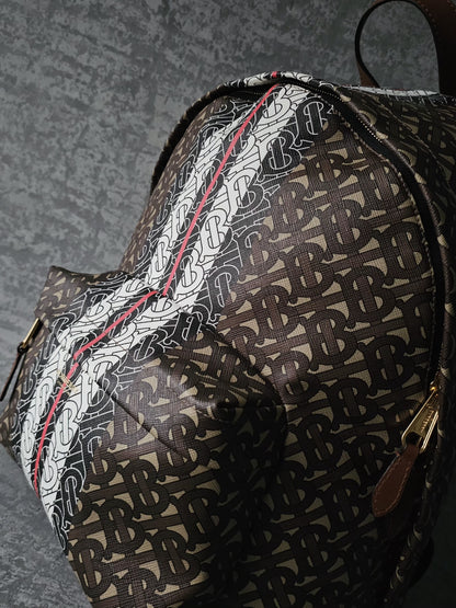 BURBERRY TB E-Canvas Monogram striped backpack
