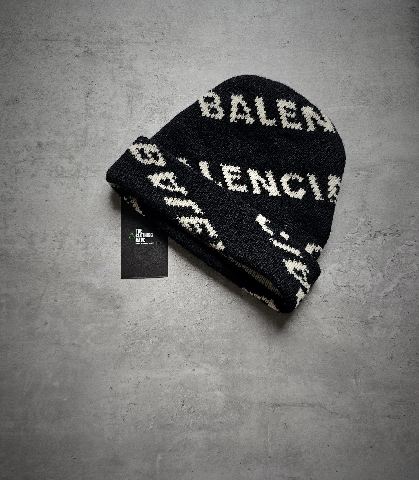 BALENCIAGA All-Over Logo Beanie Black