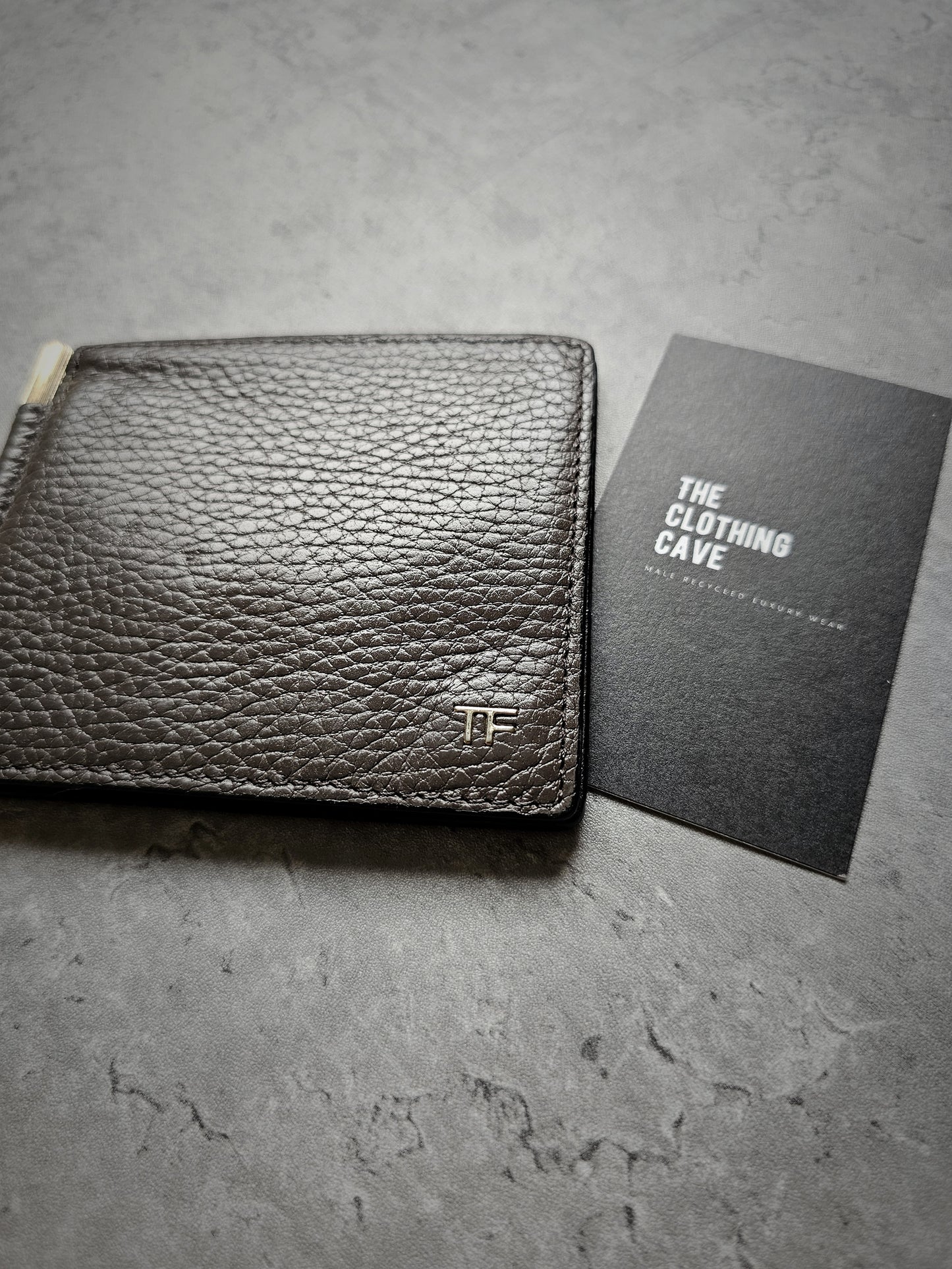 TOM FORD TF Small Grain Leather Money Clip Wallet