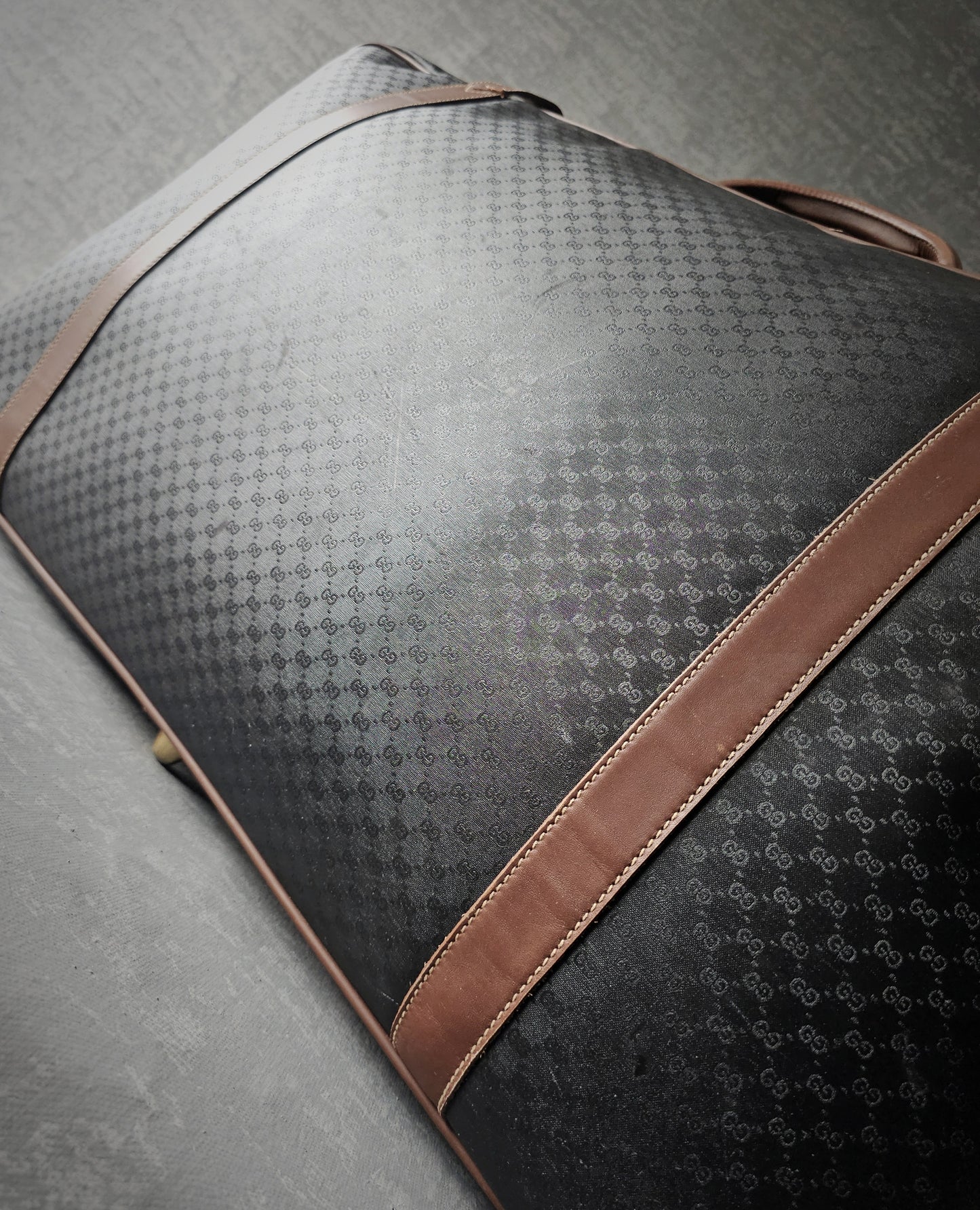 GUCCI Vintage GG Monogram Canvas Navy Suitcase