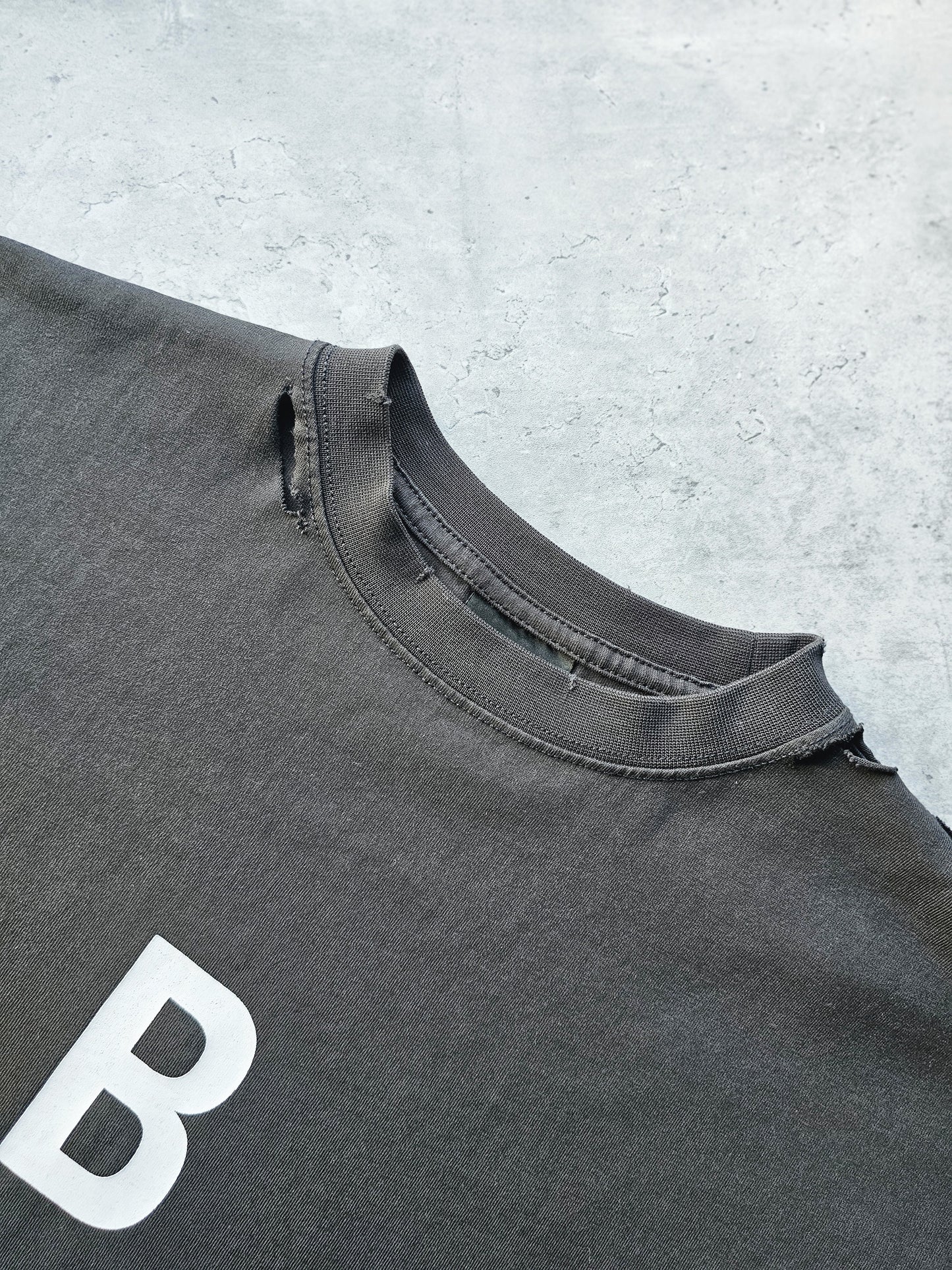 BALENCIAGA Optical Print Distressed Oversized T-Shirt