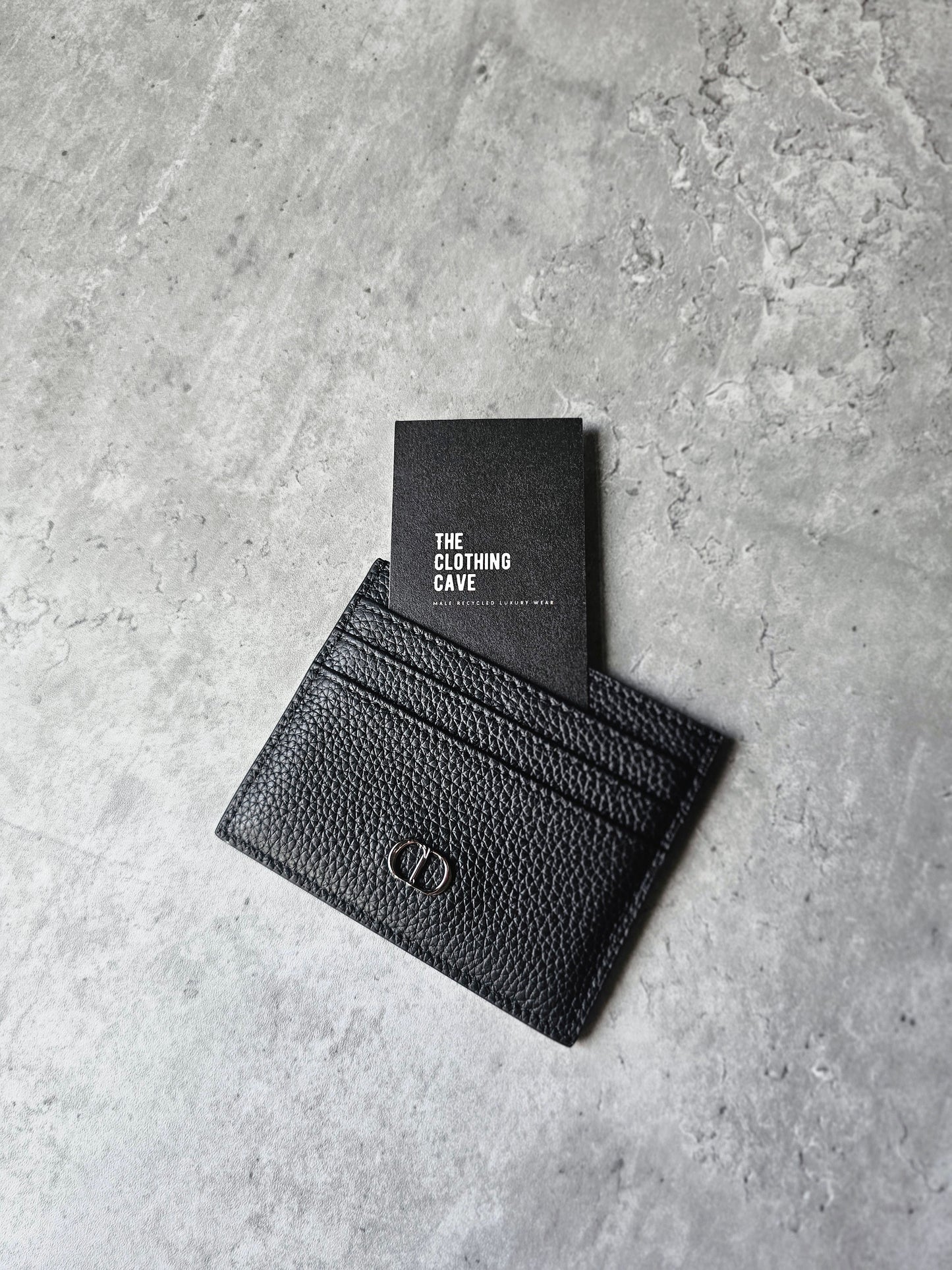 DIOR CD Icon Grained Calfskin Leather Black Card Holder
