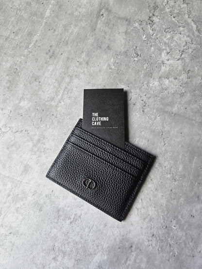 DIOR CD Icon Grained Calfskin Leather Black Card Holder