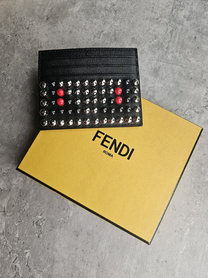 FENDI Saffiano Monster Stud Eyes Card Holder - Limited Edition