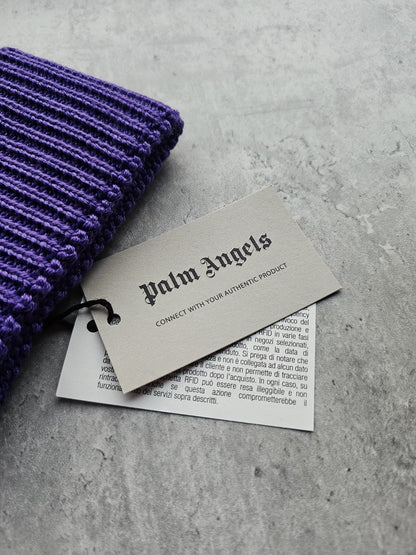 PALM ANGELS Logo Pompom Beanie Violet