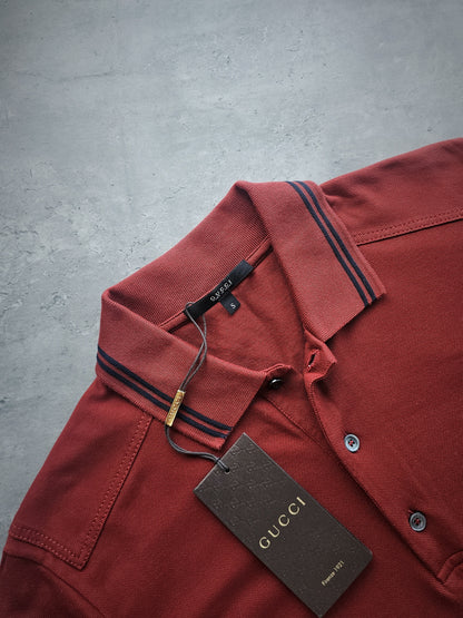 GUCCI Cotton-Jersey Long Sleeve Polo Shirt