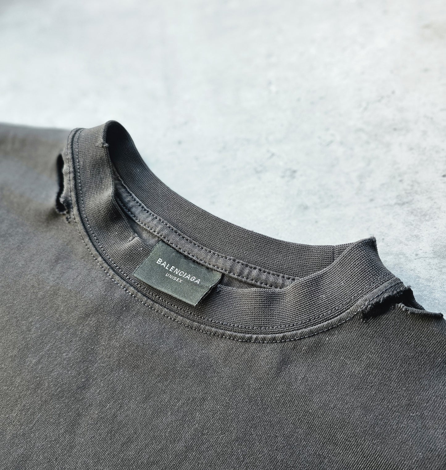 BALENCIAGA Optical Print Distressed Oversized T-Shirt