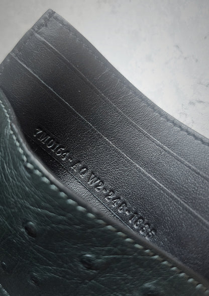 FENDI Green Ostrich Leather Card Holder