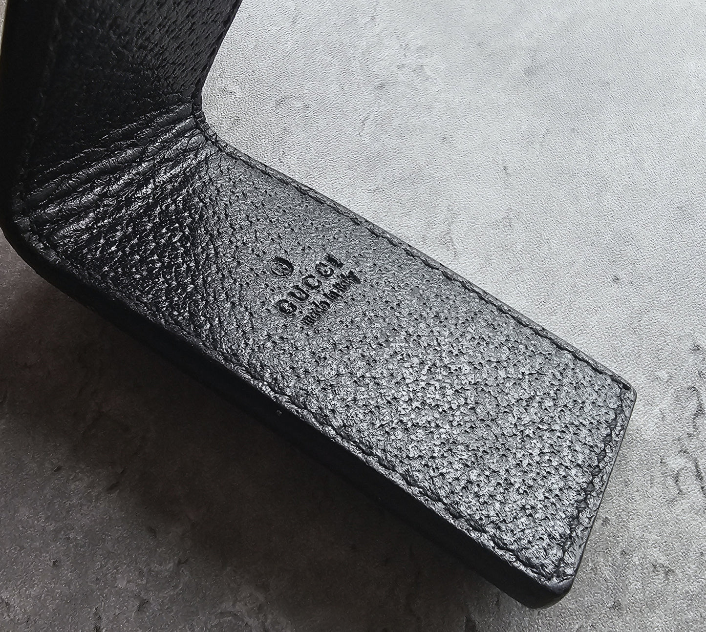 GUCCI Black Leather Animalier Bee Money Clip