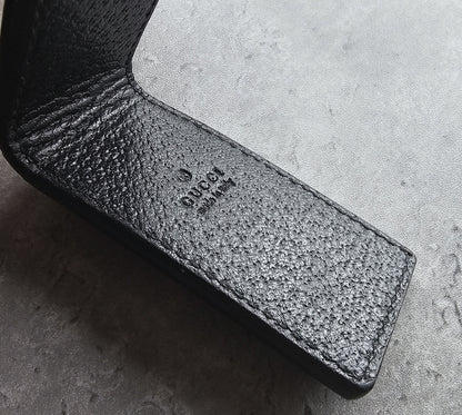 GUCCI Black Leather Animalier Bee Money Clip