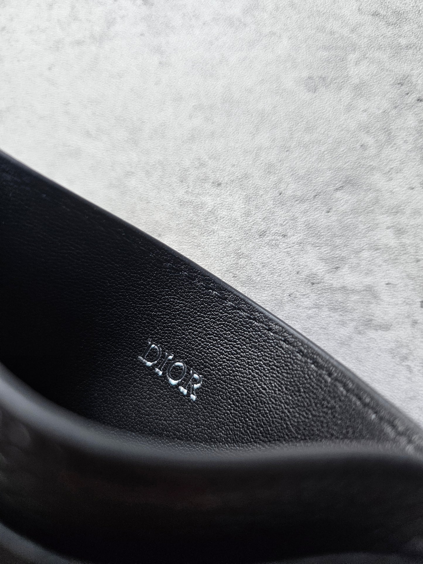 DIOR CD Icon Grained Calfskin Leather Black Card Holder